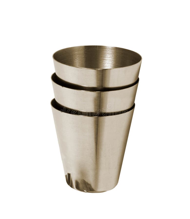Big Steel Cup with Lid and Handle Isolated Stock Image Image of metal