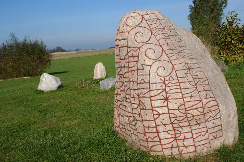 Big stone with runes stock image Big stone with runes stock image