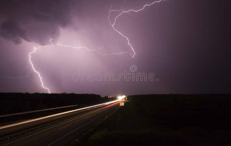 Big storm wiht highway royalty free stock photos