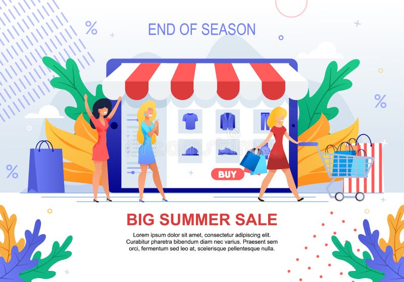 Big Summer Sale. Happy Cartoon Woman ...