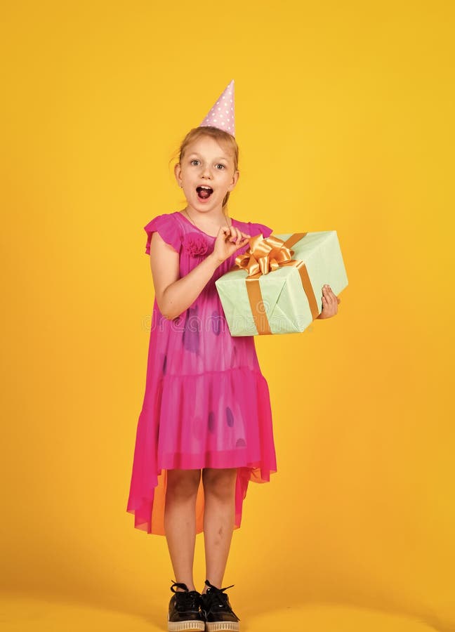 Big Surprise. Kid Holding Gift Package. Holiday Preparation and ...