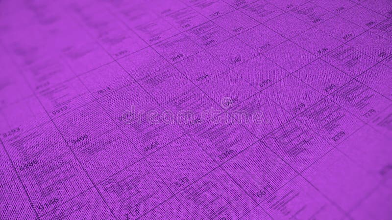 Big table with a lot of numerical data in diagonal motion. Animation. Business information, analysis of data and stock illustration