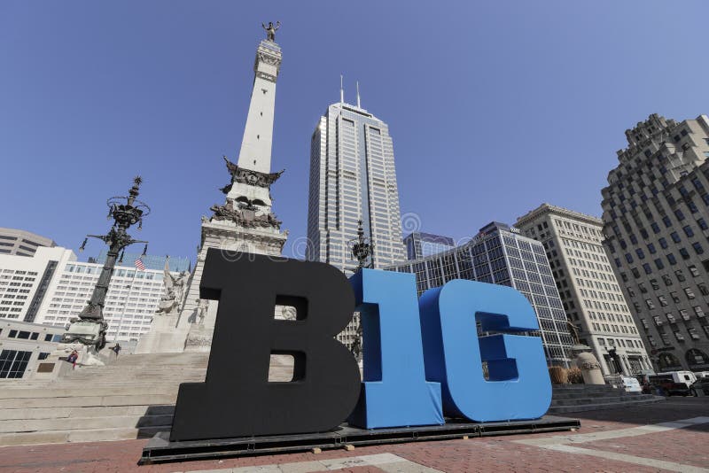 Indianapolis - Circa March 2022: Big Ten Conference logo also stylized as the Big 10 or B1G in downtown for the NCAA basketball tournament