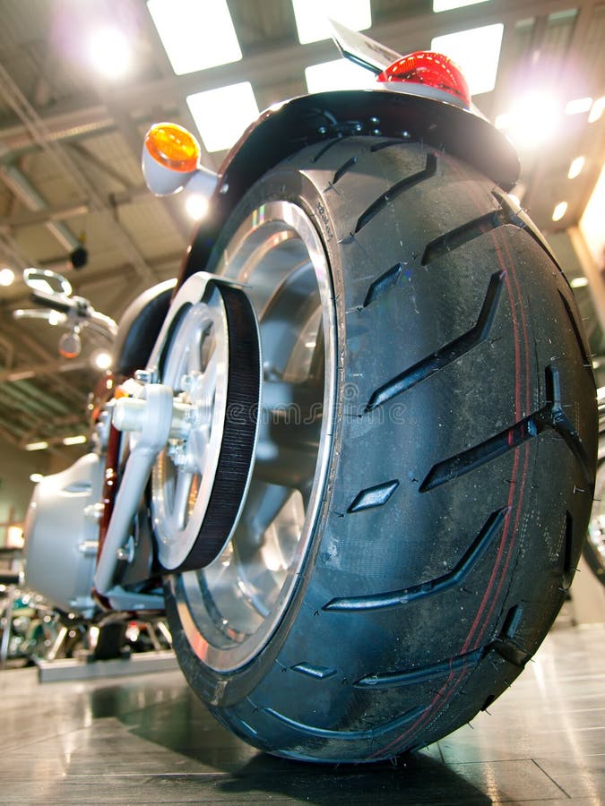 Big tire casing of chopper bike.