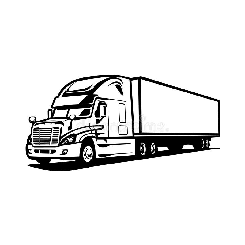 Big Truck silhouette. Semi truck 18 wheeler vector isolated. 18 wheeler Big Truck silhouette. Semi truck 18 wheeler vector isolated