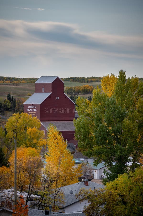 Big Valley Alberta in fall editorial stock image. Image of elevator