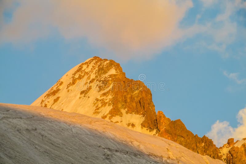 High mountain wall of Tian Shan Iziskatel peak in Ala Archa