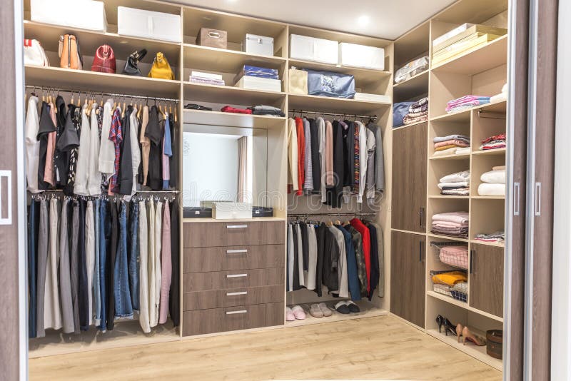 Big Wardrobe with Different Clothes for Dressing Room Stock Image Image of hanger, collection