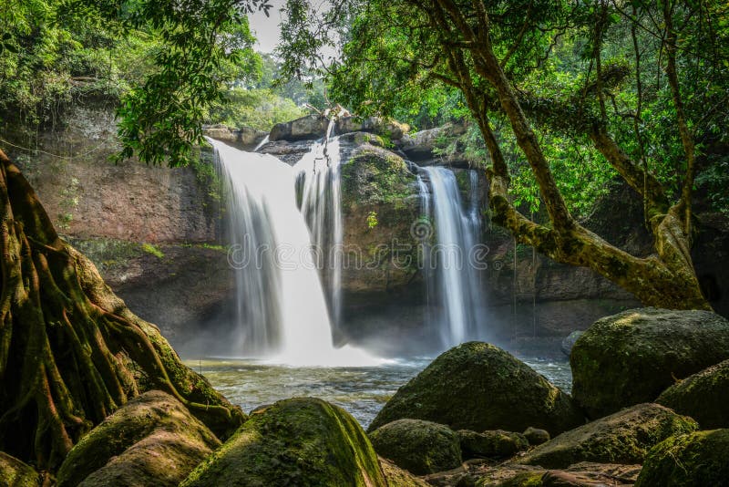 Big Waterfall in the Jungle with Fresh Air Stock Photo Image of