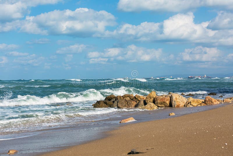 Big Waves on the Mediterranean Sea Stock Photo Image of winter