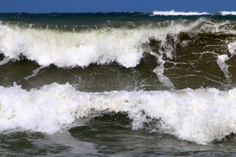 Big Waves and Wind in the Mediterranean Sea Off the Coast of Israel
