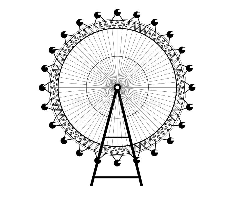 Outline Big Ferris Wheel Vector Icon. Isolated Black Simple Line