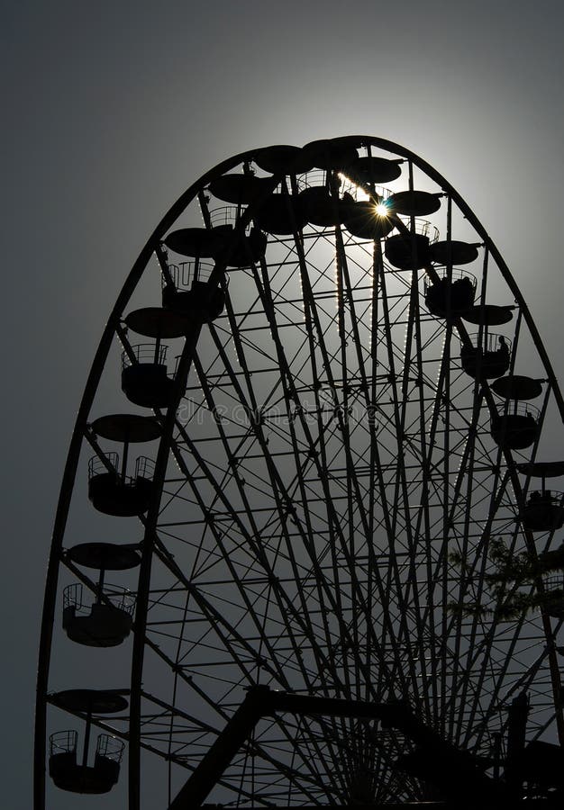 Big wheel in the evening against the sun