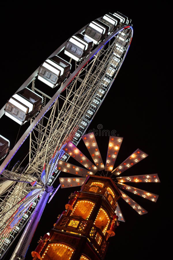 Lights of the Fairground in Paris Stock Photo Image of luna, fair