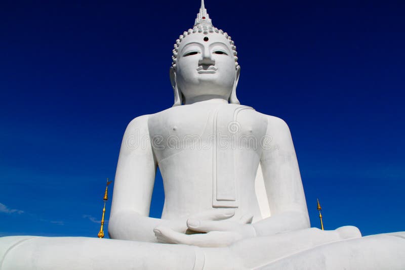 The Big White Buddha in thailand temple