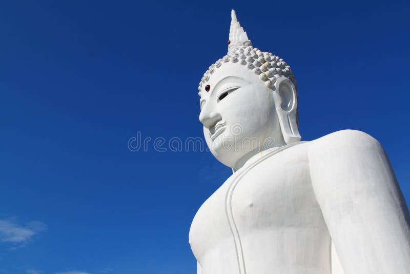 The Big White Buddha in thailand temple