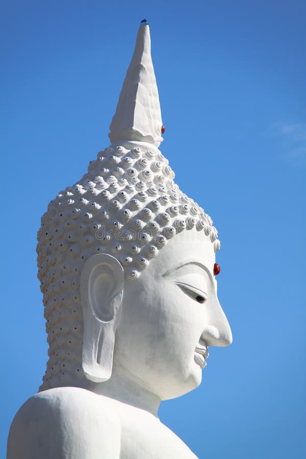 The Big White Buddha in thailand temple