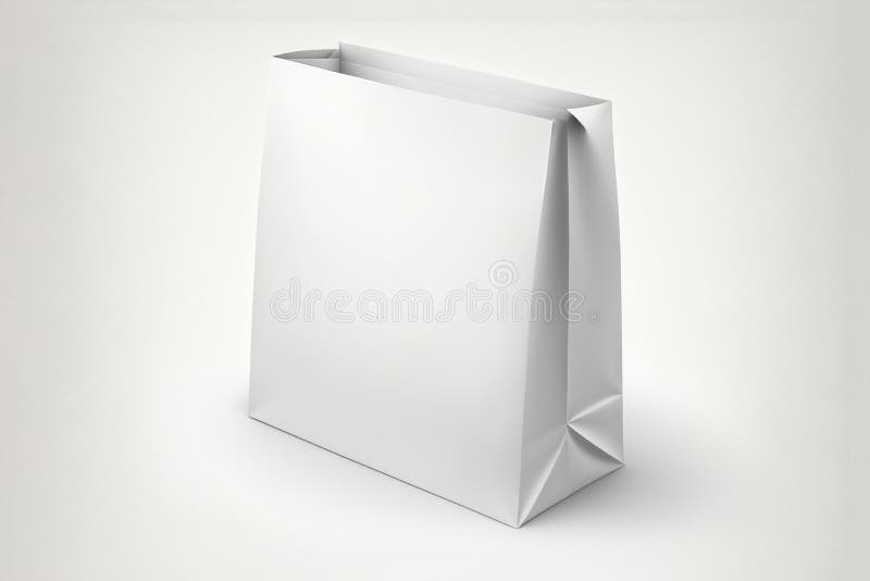 Big White Kraft Paper Bag Front. Mock Up AI Generation Stock Image