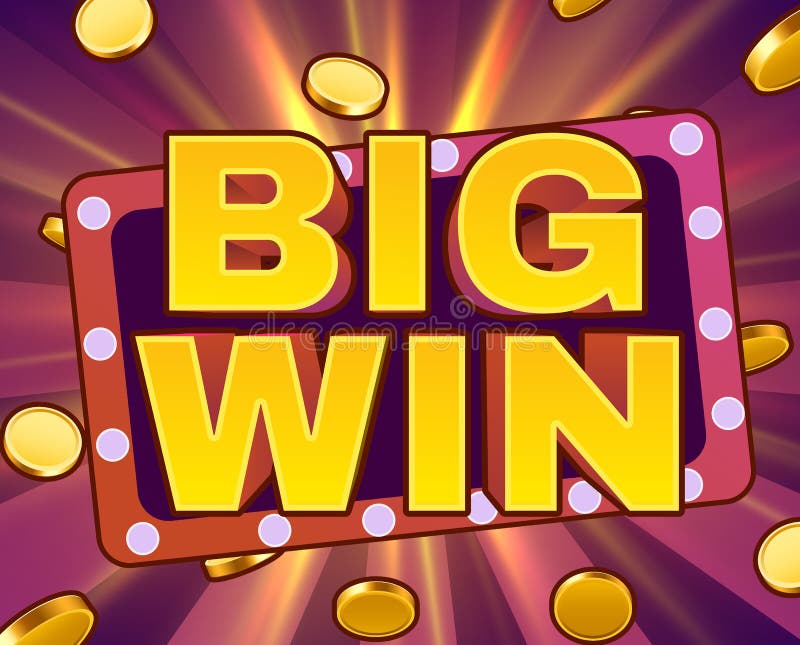 Big Win Sign with Gold Realistic 3d Coins Background. Jackpot Concept