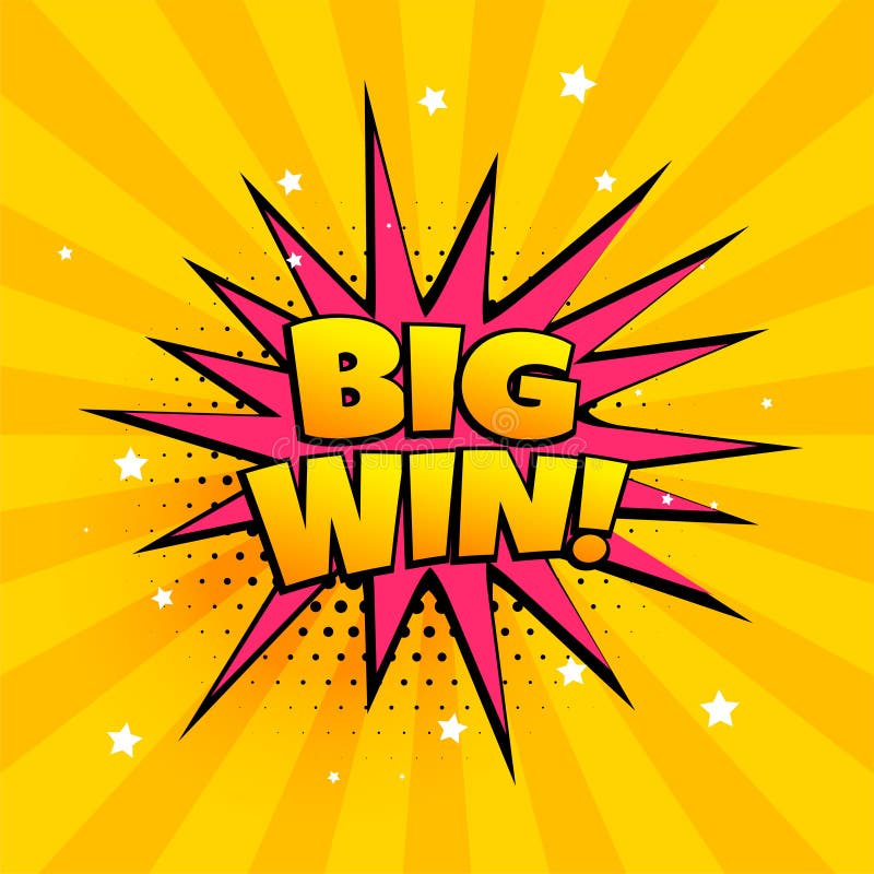 Big win surprise banner in comic style stock illustration