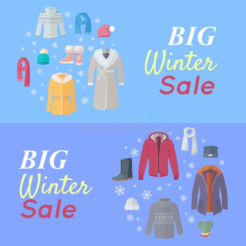 Big Winter Sale. Winter Clothes Web Banner Poster Stock Vector ...