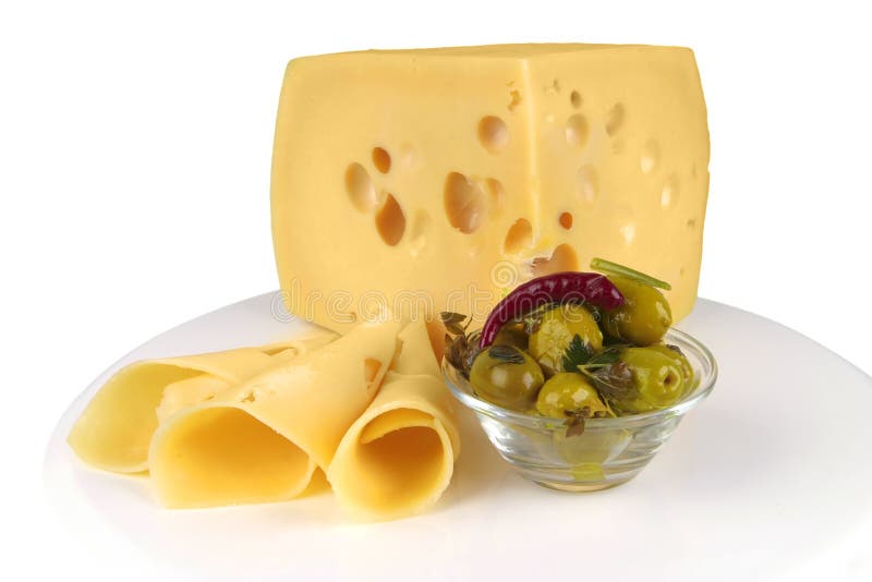 Big Yellow Cheese Chunk and Slices Stock Image Image of orange