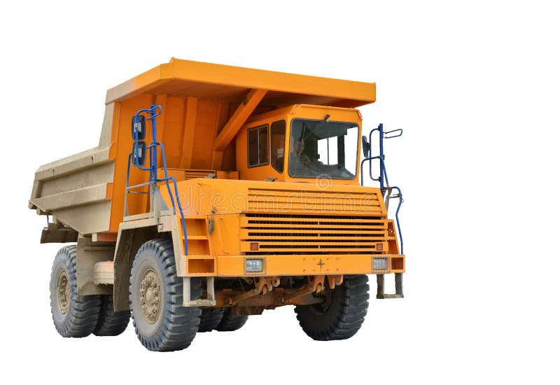 Big yellow mining truck isolated on white background. royalty free stock photography