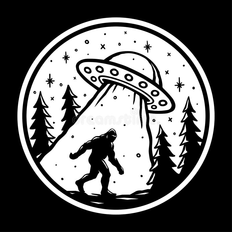 Bigfoot Abduction UFO Doodle Stock Vector - Illustration of creature ...