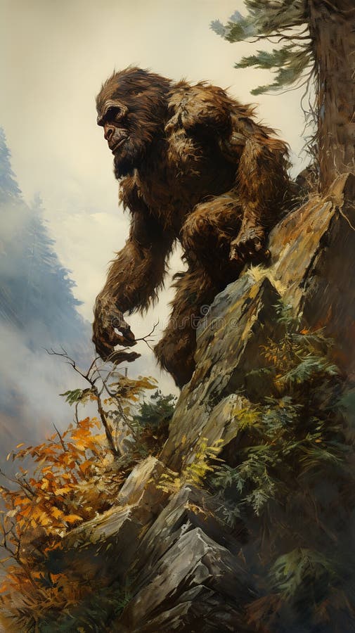 Bigfoot: A Portrait in Fur and Scales stock illustration