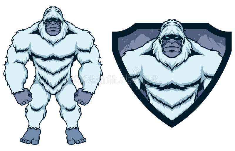 Mascot illustration legendary forest creature Bigfoot on white background. Yeti vectors