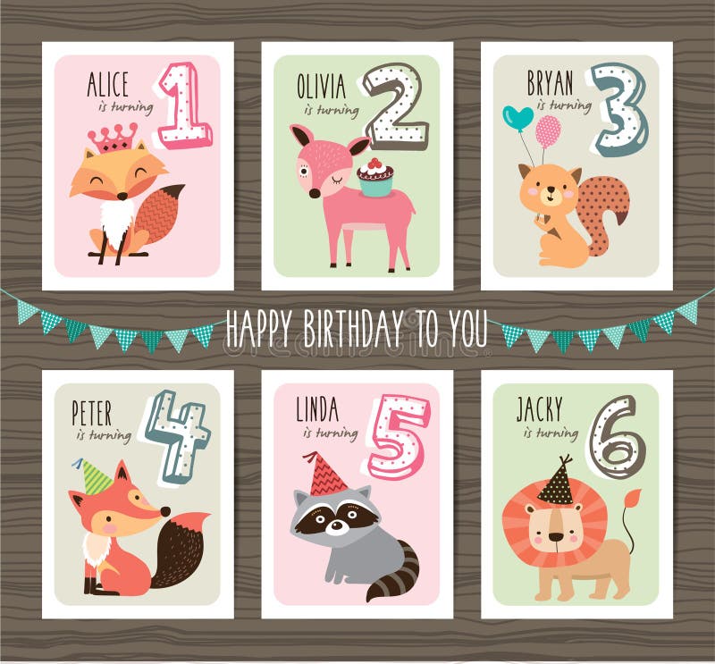 Biglietti di auguri per il compleanno royalty illustrazione gratis Biglietti di auguri per il compleanno royalty illustrazione gratis
