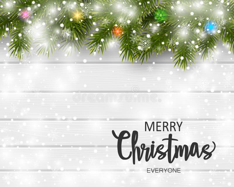 Biglietto di auguri natalizio con ramificazioni di pino ed effetto di nevica sullo sfondo di legno bianco royalty illustrazione gratis Biglietto di auguri natalizio con ramificazioni di pino ed effetto di nevica sullo sfondo di legno bianco royalty illustrazione gratis