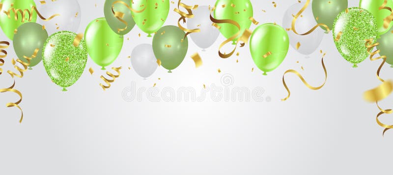 Biglietto di auguri per il compleanno con i palloni verdi Buon compleanno royalty illustrazione gratis