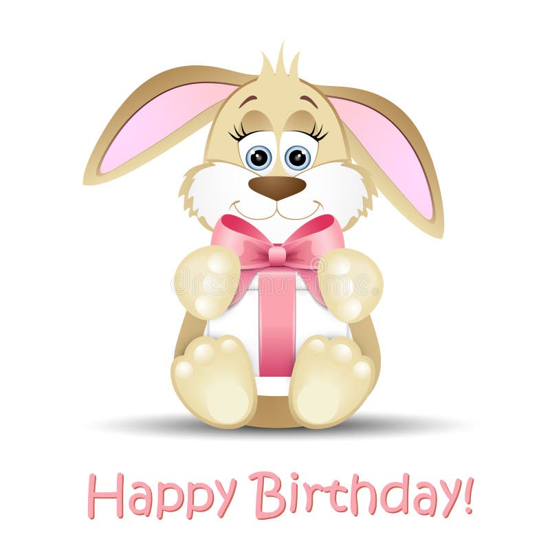 Biglietto di auguri per il compleanno felice con un coniglietto illustrazione di stock Biglietto di auguri per il compleanno felice con un coniglietto illustrazione di stock