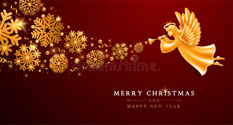 Biglietto Di auguri Per Natale E Capodanno Con Angelo D'Oro royalty illustrazione gratis Biglietto Di auguri Per Natale E Capodanno Con Angelo D'Oro royalty illustrazione gratis