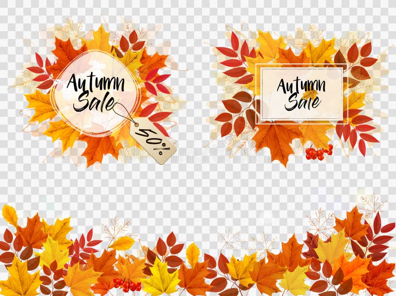 Biglietto Di Vendita Autunno Con Foglie Colorate illustrazione di stock