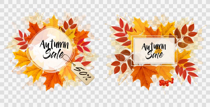 Biglietto Di Vendita Autunno Con Foglie Colorate illustrazione di stock