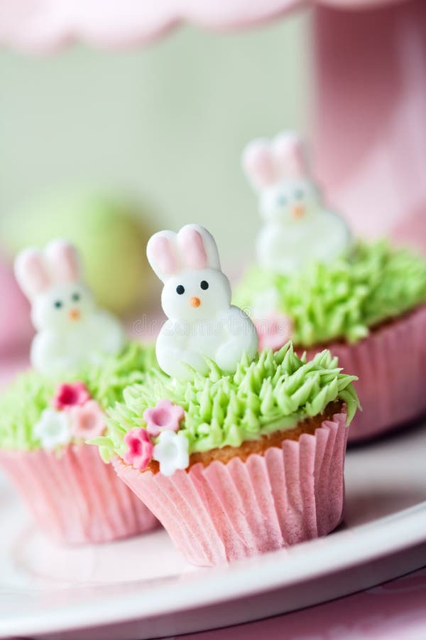 Mini cupcakes decorated with easter bunnies. Mini cupcakes decorated with easter bunnies