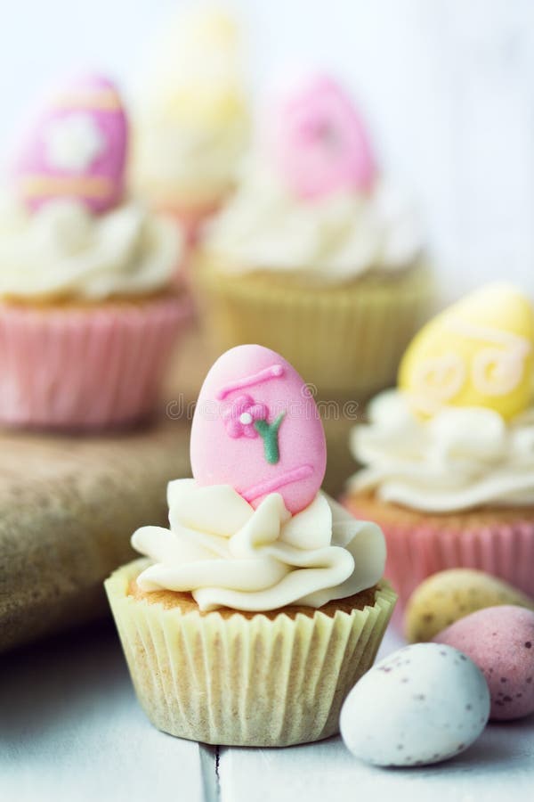 Cupcakes decorated with mini Easter eggs. Cupcakes decorated with mini Easter eggs