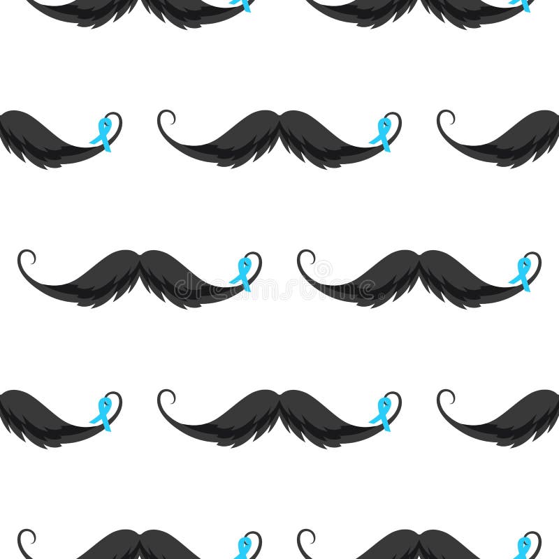Bigode com teste padrão sem emenda da fita azul Fundo nacional do mês da conscientização do câncer da próstata ilustração royalty free Bigode com teste padrão sem emenda da fita azul Fundo nacional do mês da conscientização do câncer da próstata ilustração royalty free