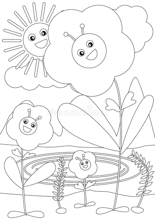 Bij binnen Bloem Coloring_eps vector illustratie Bij binnen Bloem Coloring_eps vector illustratie