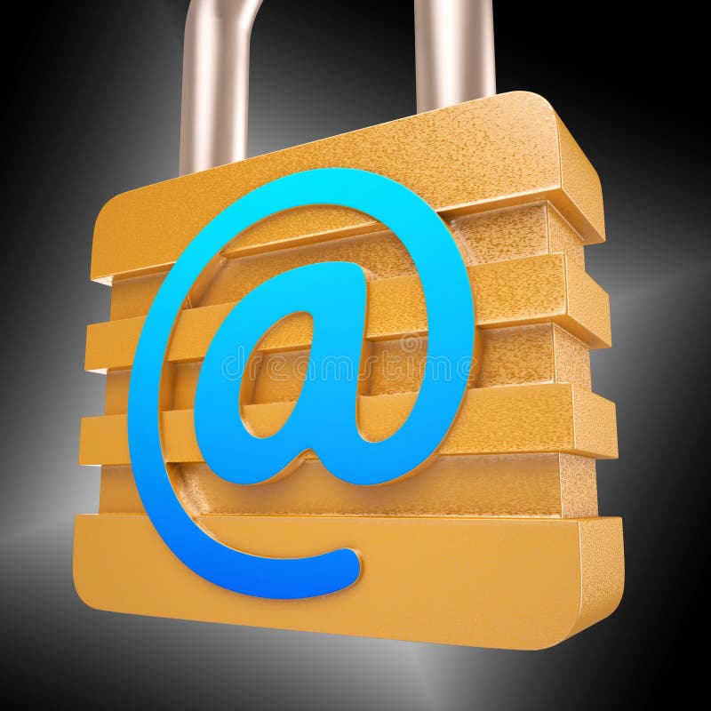 Bij Teken toont het Hangslot Veilige Internet-Post royalty-vrije illustratie Bij Teken toont het Hangslot Veilige Internet-Post royalty-vrije illustratie