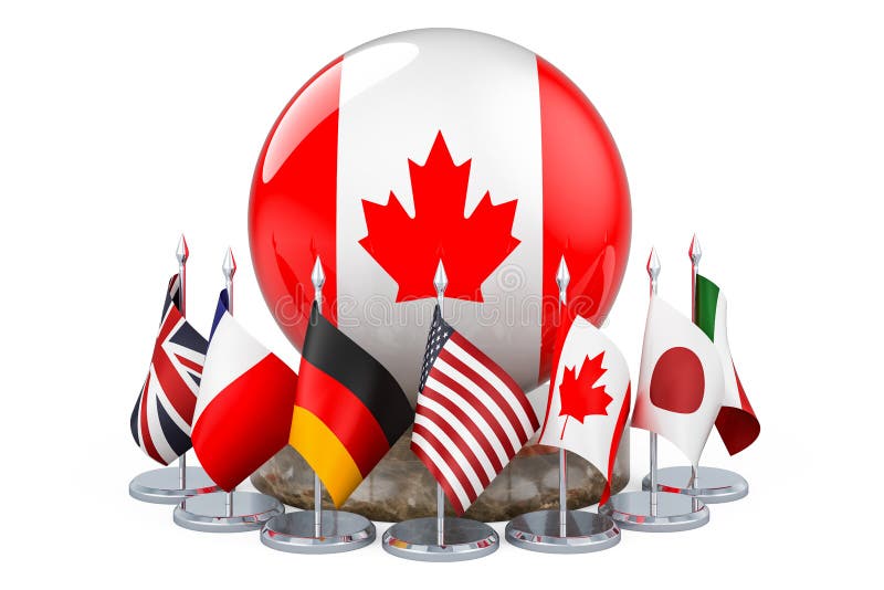 Bijeenkomst van de g7 in canada concept 3d rendering royalty-vrije illustratie