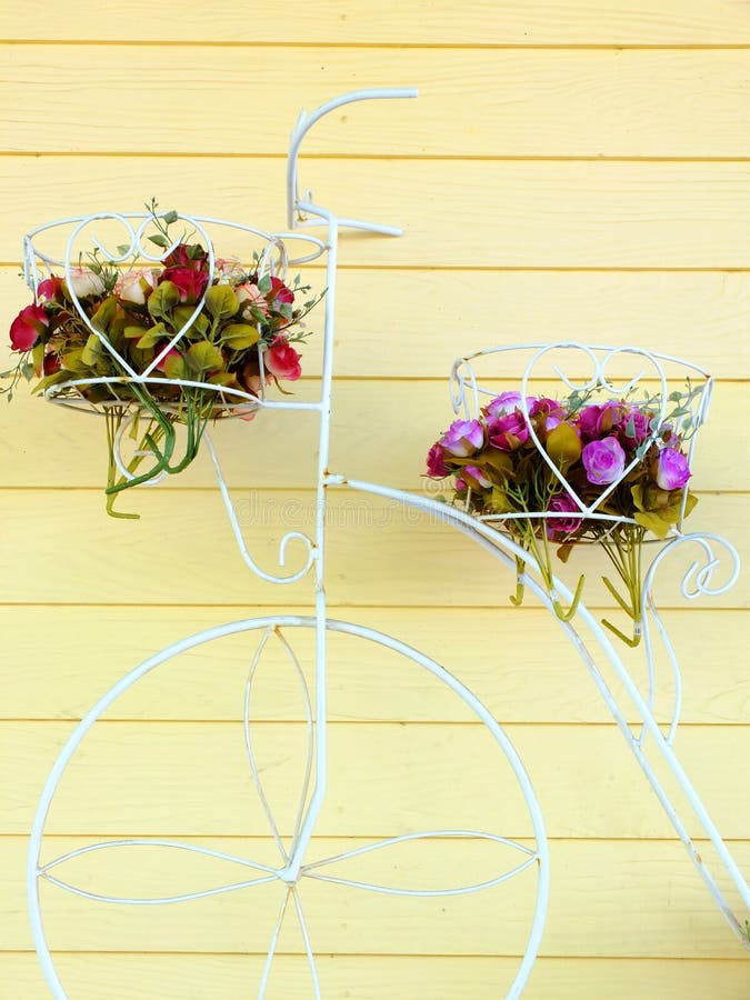 Bike with Basket of Flowers. Stock Photo Image of bicycle