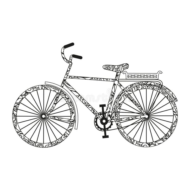 Bike. Color Page. Cute Black and White Doodling. Vector Isolated on White  Background. Stock Vector - Illustration of cute, outline: 153217037