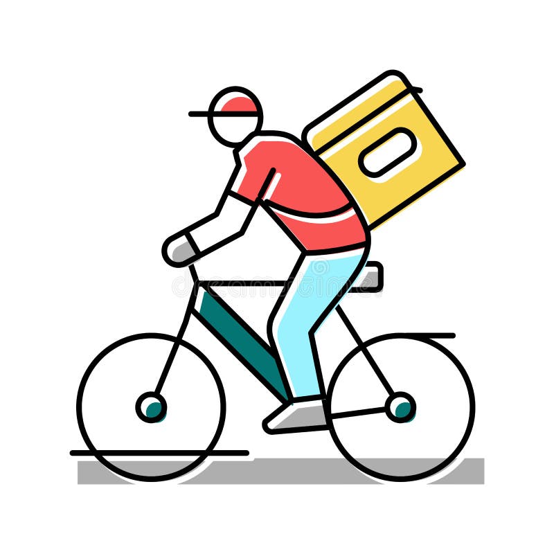 Bike Delivery Color Icon Vector Illustration Stock Vector ...