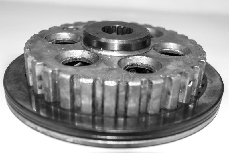 Bike Engine Internal Parts on Isolate White Background. Stock Photo