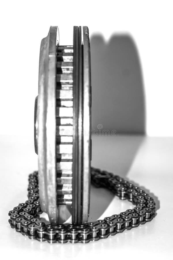 Bike Engine Internal Parts on Isolate White Background. Stock Photo