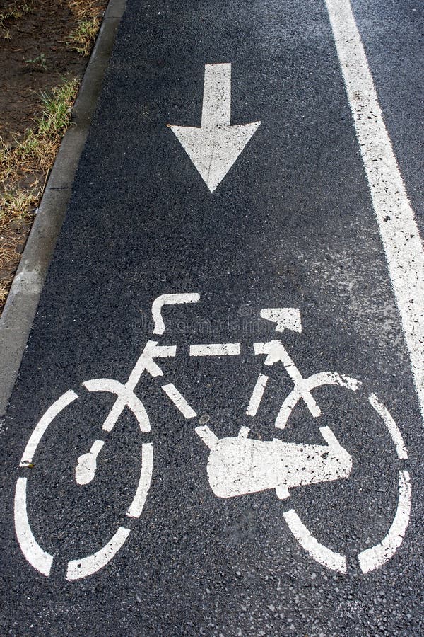 Traffic markings on the bike trail. Traffic markings on the bike trail.