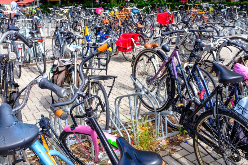 Bike Parking Lot at Punggol MRT/LRT Station in Singapore Editorial